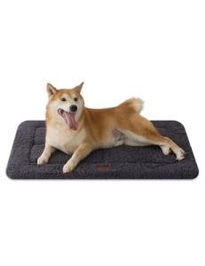 Joydeco Low Profile Dog Crate Mat Reversible Bed Pad, Washable Dog Pad Mat with Ultra Soft Fleece, Compact Design Kennel Beds Mats for Large Medium Small Pets, 35" x 23" Dark Gray