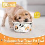 Mifoci 100 Pcs Disposable Dog Bowls 1.5 Cups Pets Disposable Feeding Bowls for Dogs and Cats Pets Paper Travel Cups for Small Medium Dogs Cats Puppy Kitten Dry or Wet Serving Food Water(Lovely)