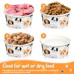 Mifoci 100 Pcs Disposable Dog Bowls 1.5 Cups Pets Disposable Feeding Bowls for Dogs and Cats Pets Paper Travel Cups for Small Medium Dogs Cats Puppy Kitten Dry or Wet Serving Food Water(Lovely)