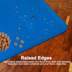 Silicone Pet Feeding Mats, 21"x15" Non-Silp Cat Dog Food Mat for Floors Waterproof, Placemats for Cats and Dogs Water Bowl, BPA Free Pet Feeding Supplies with Raised Edge Easy to Clean (Blue, Large)