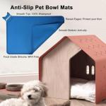 Silicone Pet Feeding Mats, 21"x15" Non-Silp Cat Dog Food Mat for Floors Waterproof, Placemats for Cats and Dogs Water Bowl, BPA Free Pet Feeding Supplies with Raised Edge Easy to Clean (Blue, Large)