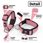 NESTROAD Reflective Dog Collar and Leash Set,Soft Neoprene Pet Collar with Quick Release Buckle,Adjustable Nylon Dog Collars for Small Medium Large Dogs(Medium Collar + 5FT Leash,Pink)