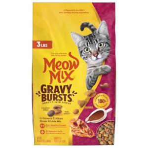 Meow Mix Gravy Bursts Dry Cat Food, Chicken, 3 LB Bag