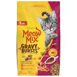 Meow Mix Gravy Bursts Dry Cat Food, Chicken, 3 LB Bag