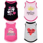 Pistha 4 Pack Dog Shirts Summer Printed Puppy Clothes Cute Sleeveless Pet T Shirts Dog Clothes for Small Medium Dogs Cats Girl(XS)