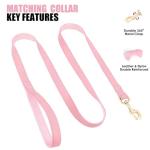 PET ARTIST Soft PU Leather Dog Collar and Leash Set, Bright & Stylish 5FT PU Leather Leash and Collar Set, Durable Pet Collars with Quick Release Metal Buckle for Small Dogs,Pink,S(9"-14")