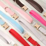 PET ARTIST Soft PU Leather Dog Collar and Leash Set, Bright & Stylish 5FT PU Leather Leash and Collar Set, Durable Pet Collars with Quick Release Metal Buckle for Small Dogs,Pink,S(9"-14")