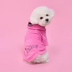 Juicy Couture Bling Velour Pet Hoodie - Hot Pink - M/L (7-12 lbs.) - Pet Hoodies for Small Dogs or Cats