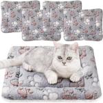 Tuanse 4 Pack Ultra Soft Dog Cat Bed Mat Small Animal Guinea Pig Bed with Cute Print Reversible Fleece Dog Crate Kennel Pad Cozy Washable Thickened Hamster Pet Beds Mat(13 x 19 Inches,Light Gray)