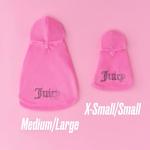 Juicy Couture Bling Velour Pet Hoodie - Hot Pink - M/L (7-12 lbs.) - Pet Hoodies for Small Dogs or Cats