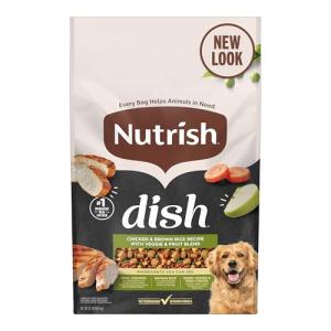 Nutrish Dish Premium Dry Dog Food, Chicken & Brown Rice Recipe with Veggies & Fruit, 23 Pounds
