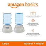 Amazon Basics Large Capacity Automatic Pet Water Dispenser and Gravity Feeder Set, Easy to Clean, 456.6fl.oz Food, 382.1fl.oz Water, Gray