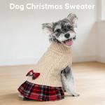 KYEESE Dog Sweater Stretchy Cat Sweaters Knitwear Dog Sweaters for Small Dogs Girl Soft Turtleneck Pet Sweater Dress Warm Pullover Pet Coats Thick Dogs Clothes with Bowtie for Cold Weather Winter