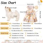 Potchen 4 Pcs Cute Plaid Dog Dress Set with Bow Tie Harness & Leash for Small Dogs, Puppy Clothes for Girls Outfits(M,Light Color)