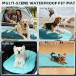 PUPTECK Reversible Outdoor Travel Dog Bed Waterproof, Camping Essentials with Carry Bag, Portable & Foldable Pet Pad Crate Kennel Mat for Large Medium Small Dogs, Travel Accessories, 43”x26” Blue