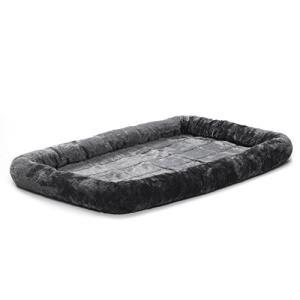 MidWest Homes for Pets QuietTime Dog Bed – Gray Faux Fur Bolster, Ultra-Soft and Machine Washable, Fits 48-Inch Crates and Carriers, for Extra-Large Breed Dogs
