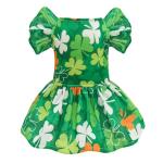 CuteBone Frilly Dog Dress Princess Puppy St.Patrick's Day Dresses with Ruffled Sleeves Cat Clothes Outfit for Small Dogs Girl Pet Apparel FX12S