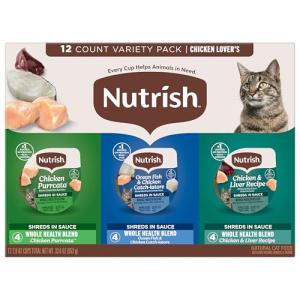 Nutrish Grain Free Chicken Lover's Whole Health Blend Variety Pack Wet Cat Food, 2.8 oz. Cup, 12 Count (Rachael Ray)