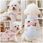 Cute Pet Apparel Cotton Dog Clothes All Season Sleeveless Puppy Kitten Pullover Soft Skin-Friendly (Beige, M (5.5-8.8lbs))