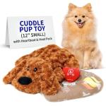 Pet Fit For Life Cuddle Pup Toy with Heartbeat & Heat Pack - USB Rechargeable Cuddly Dog Sleep Aid - Calming Comfort for Anxiety Relief - Safe, Huggable Pet Crate Training Aid - Small (12" Long)