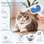 Pet Steam Brush for Dog & Cat - 3-in-1 Steam Grooming Brush for Shedding & Hair Removal - Self Cleaning Spray Comb with Mist for Long Haired Pets - Includes 1*Waterless Shampoo, Blue.