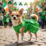 St. Patrick's Day Dog Dress, Green Shamrock Clover Puppy Skirt with Bowknot, Soft Breathable Pet Clothes for Small Medium Dogs & Cats, Cute Irish Holiday Outfit Apparel & Costume