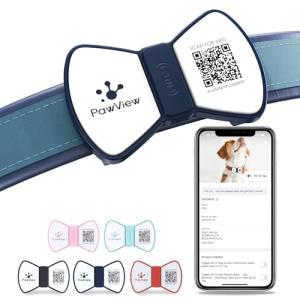 Personalized Dog Tags, QR Code Pet ID Tags for Dog Collars, Scan QR for Instant Location Alert, Emergency Contact & Online Profile, Battery-Free, Waterproof, Silent, Silicone Dog ID Tags, Blue