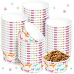 Mifoci 100 Pcs Disposable Dog Bowls 1.5 Cups Pets Disposable Feeding Bowls for Dogs and Cats Pets Paper Travel Cups for Small Medium Dogs Cats Puppy Kitten Dry or Wet Serving Food Water (Classic)