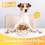 Mifoci 100 Pcs Disposable Dog Bowls 1.5 Cups Pets Disposable Feeding Bowls for Dogs and Cats Pets Paper Travel Cups for Small Medium Dogs Cats Puppy Kitten Dry or Wet Serving Food Water (Classic)