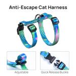 Cat Harness and Leash Set - Escape Proof Adjustable Cat Harness, Comfortable Soft Lightweight, Use Safe & Easy, Walking Travel Kitten Harness for Small Medium Large Cats (Hawaii Green)