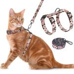 Seyezo Cat Harness and Leash Set, Adjustable Kitten Harness Escape Proof Cats Harness, Soft Lightweight Walking Travel Pet Harness, Cute Kitty Harness Leash Set for Small Medium Cats, Light Pink