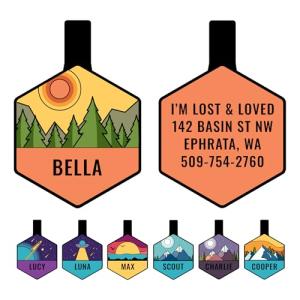 GoTags Silent Dog Tag, Personalized Engraved Hexagon Silicone Dog and Cat Name Pet ID Tags, Soundless No More Jingling Dog Tags (Forest Gold)