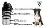 TALA TEAM Insulated Dog Water Bottle Portable (32oz) - Dog Travel Water Bottle with a Hook for Hiking & 2 Bowls Attached. Pet Travel Accessories, Puppy Essentials, Portable Pet Dispenser.