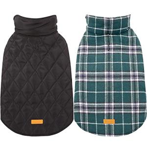 Reversible Waterproof Winter Dog Coat - Green Plaid