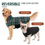 Reversible Waterproof Winter Dog Coat - Green Plaid
