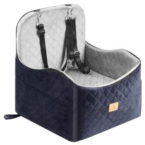 Dog Car Seat for Small/Medium Dogs, Dog Booster with Thick Memory Foam Two Layers of Elevated Cushion, Fully Detachable and Washable, Pet Booster Seat for Travel Accessories