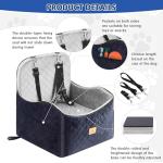 Dog Car Seat for Small/Medium Dogs, Dog Booster with Thick Memory Foam Two Layers of Elevated Cushion, Fully Detachable and Washable, Pet Booster Seat for Travel Accessories