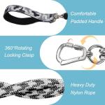 JSXD Dog Leash and Collar Set with AirTag Holder for Small Medium Large Dogs,5 FT Double Rope Leashes with Adjustable Reflective Soft Padded Nylon Pet Collars (Black, Small)