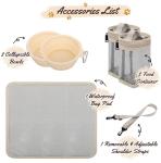 Modoker Dog Travel Bag Organizer for Supplies with 2 Food Containers, 2 Collapsible Bowls & Feeding Mat, Airline Approved Dog Travel Accessories Duffel Bag for Weekend Trips, Camping & Beach, Beige