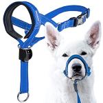 GoodBoy Dog Head Halter with Safety Strap - Stops Heavy Pulling On The Leash - Padded Headcollar for Small Medium and Large Dog Sizes - Head Collar Training Guide Included (Size 1, Blue Nylon)