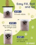 Aosnare Pet Food Storage Bag for Travel - Transparent Leak-Proof Dog Food Container with Roll-Top Closure, Keeps Kibble Fresh for Camping Trip, Dog Boarding, Weekend Getaways (14 Cups)