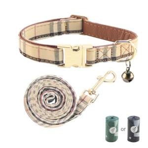 Yizepet Dog Collar and Leash - Adjustable pet Collar for Dogs with Metal Buckle Collar, Stylish Pattern for Small Medium or Large Boy and Girl Dog and Cat