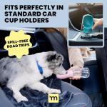 MalsiPree On The Go Dog Water Bottle Dispenser - 12 oz Pink - Leak-Proof Lock & One-Hand Operation - Dog Water Bowl - Pet Travel Bottle with Built-in Bowl, Travel Ready BPA-Free Pet Supplies