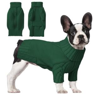 Dog Sweaters for Small Medium Large Dog, Classic Turtleneck Pet Clothes Warm Thermal Doggy Winter Coat, Thick Double Knitting Collar Pullover Cold Weather Puppy Jacket for Indoor & Outdoor Wear