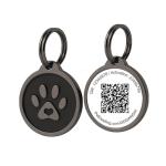 Pet Dwelling QR Dog ID Tag – Smart Dog Tag & Cat Tag with Free Personalized Online Profile, Instant Scan Alerts & AI Powered Insights (Lux Black Paw)