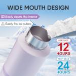 KEWIXY Insulated Dog Water Bottle with Travel Bowl, Dog Lover Gift, Portable Water Bottle Dispenser, Accessories for Car, Hiking, Camping, Outdoor, Leak-Proof, Detachable (Pale Mauve)