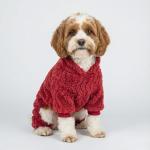 Fitwarm Turtleneck Fleece Dog Sweater Pajamas, Warm Winter Dog Clothes for Small Dogs Boy Girl, Fuzzy Pet Onesie with Feet, Red, Small