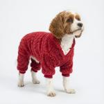Fitwarm Turtleneck Fleece Dog Sweater Pajamas, Warm Winter Dog Clothes for Small Dogs Boy Girl, Fuzzy Pet Onesie with Feet, Red, Small