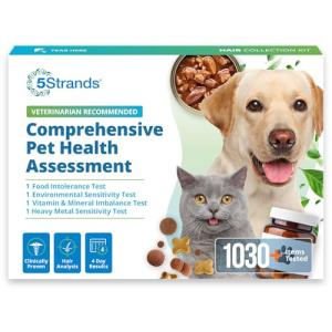 5Strands Pet Food Intolerance, Environmental & Heavy Metal Sensitivity, and Nutritional Imbalance Test, 1036 Items Tested, Cat & Dog Gut Health Test for All Breeds & Ages, Results in 4 Days
