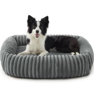 FURTIME Dog Beds Large Sized Dog, Washable Orthopedic Pet Bed with Removable Cover, Rectangle Soft Calming Sleeping Puppy Bed Durable Pet Cuddler with Anti-Slip Bottom, Grey, XL(42"x20"x8")